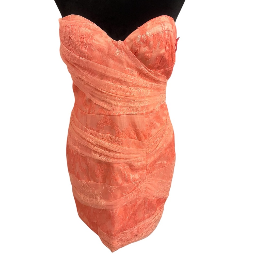 Bebe Summer Romance Wrapped Mixed Lace Dress Women's Size M